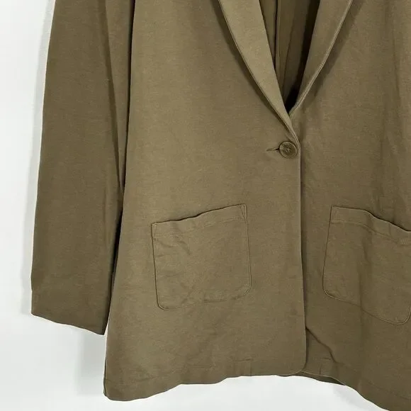 Garnet Hill Knit Relaxed Blazer Size 10 Single Button Pockets Jacket Preppy - Picture 4 of 8